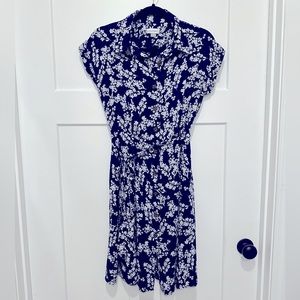 Calvin Klein Floral Print Midi Button Down Dress